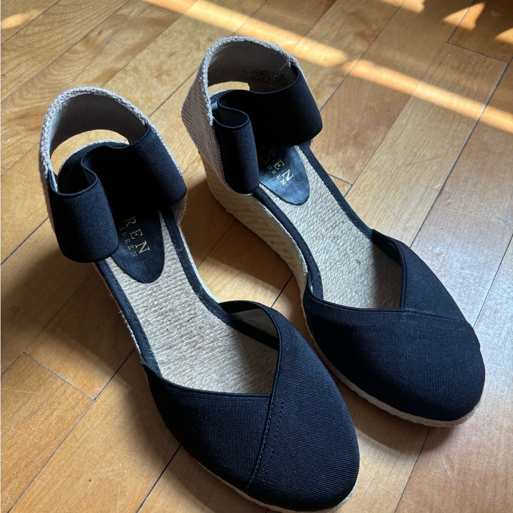 Ralph Lauren Black Wedge Sandals